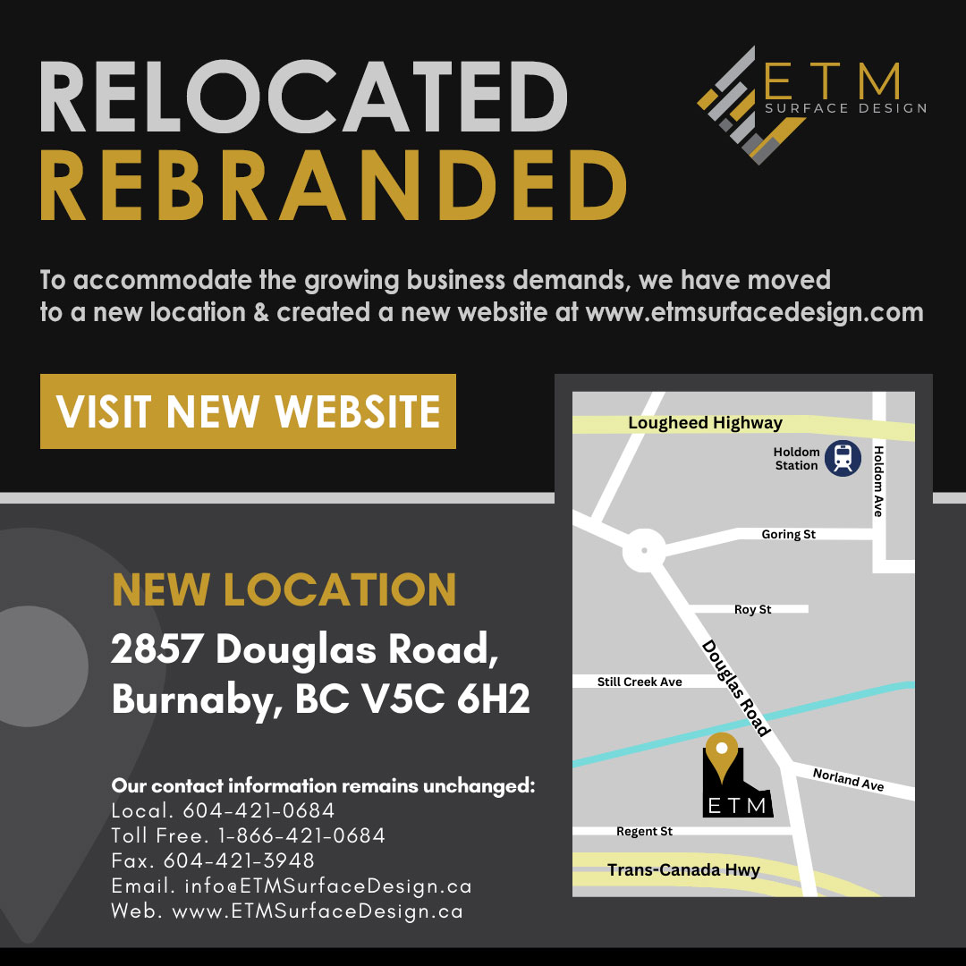 Relocated & Rebranded to ETM Surface Design